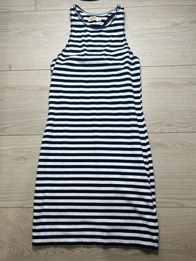 Hollister Women Sleeveless Striped Racer Back Knit Dress Small Navy & White Y2K